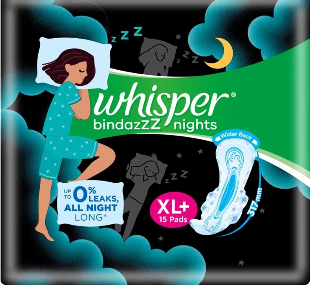 WHISPER ULT BINDAZZZ NIGHTS XL+15 PADS